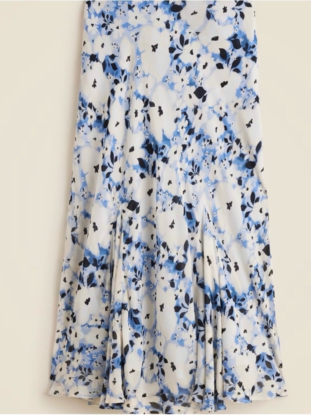 J Crew Gwyneth  Blue and White Floral A-Line Midi Skirt